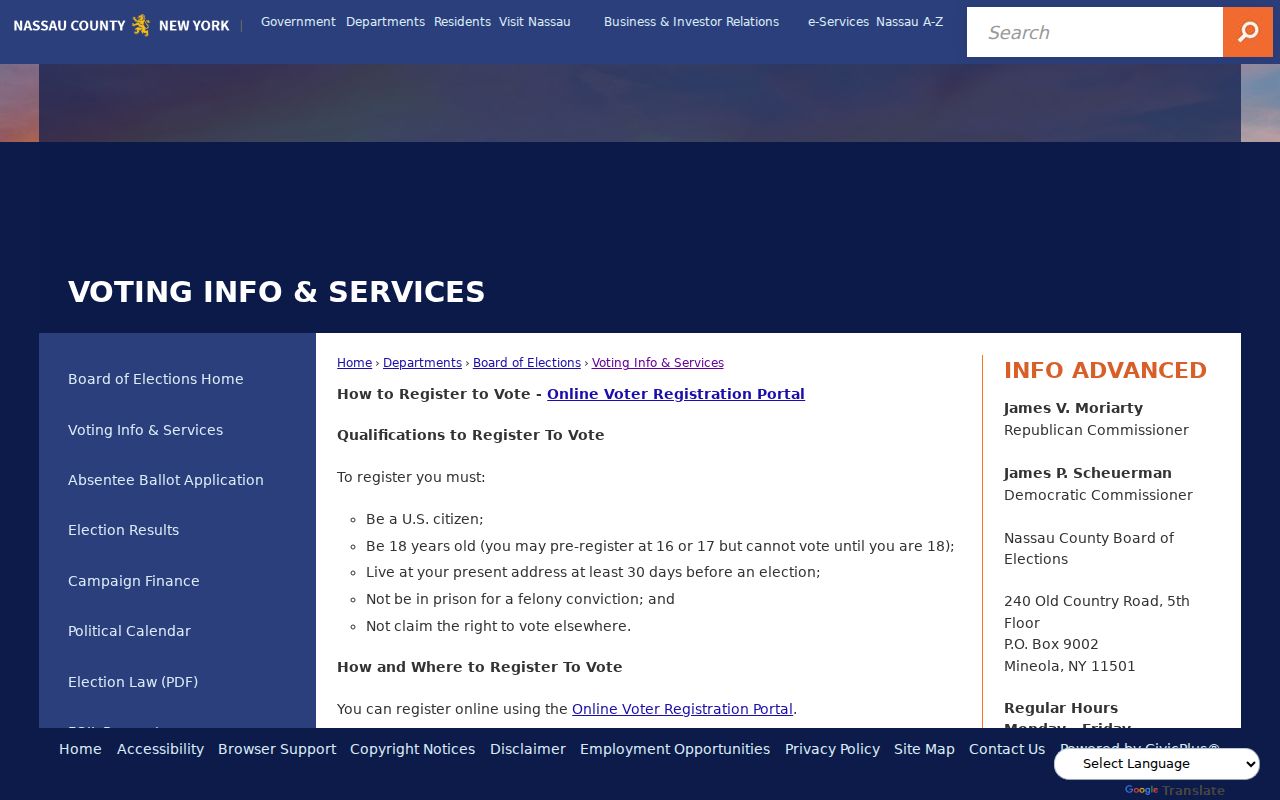 Valley Stream neighbors Nassau County voting services information