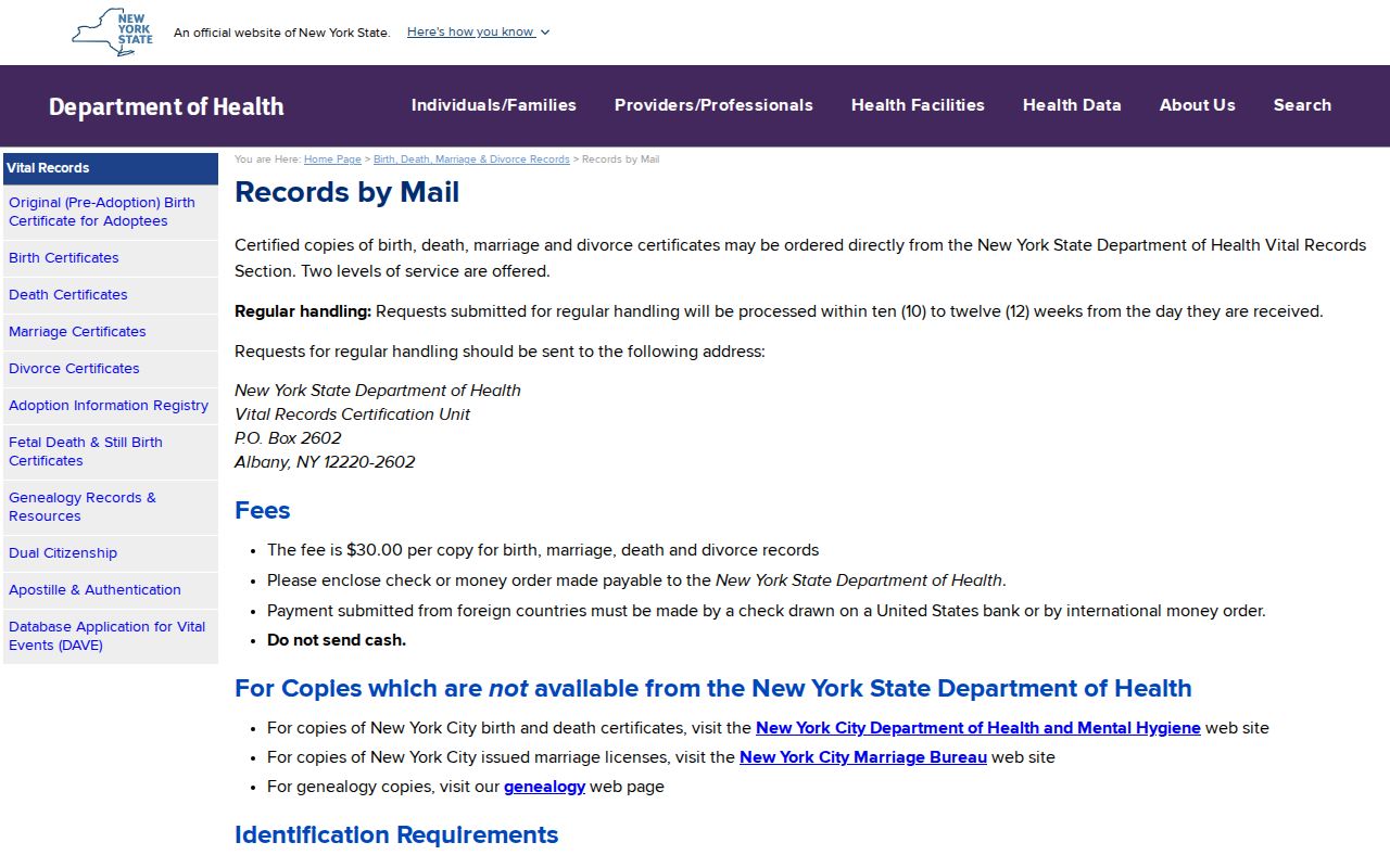Valley Stream resident lookup with New York DOH vital-record mail ordering