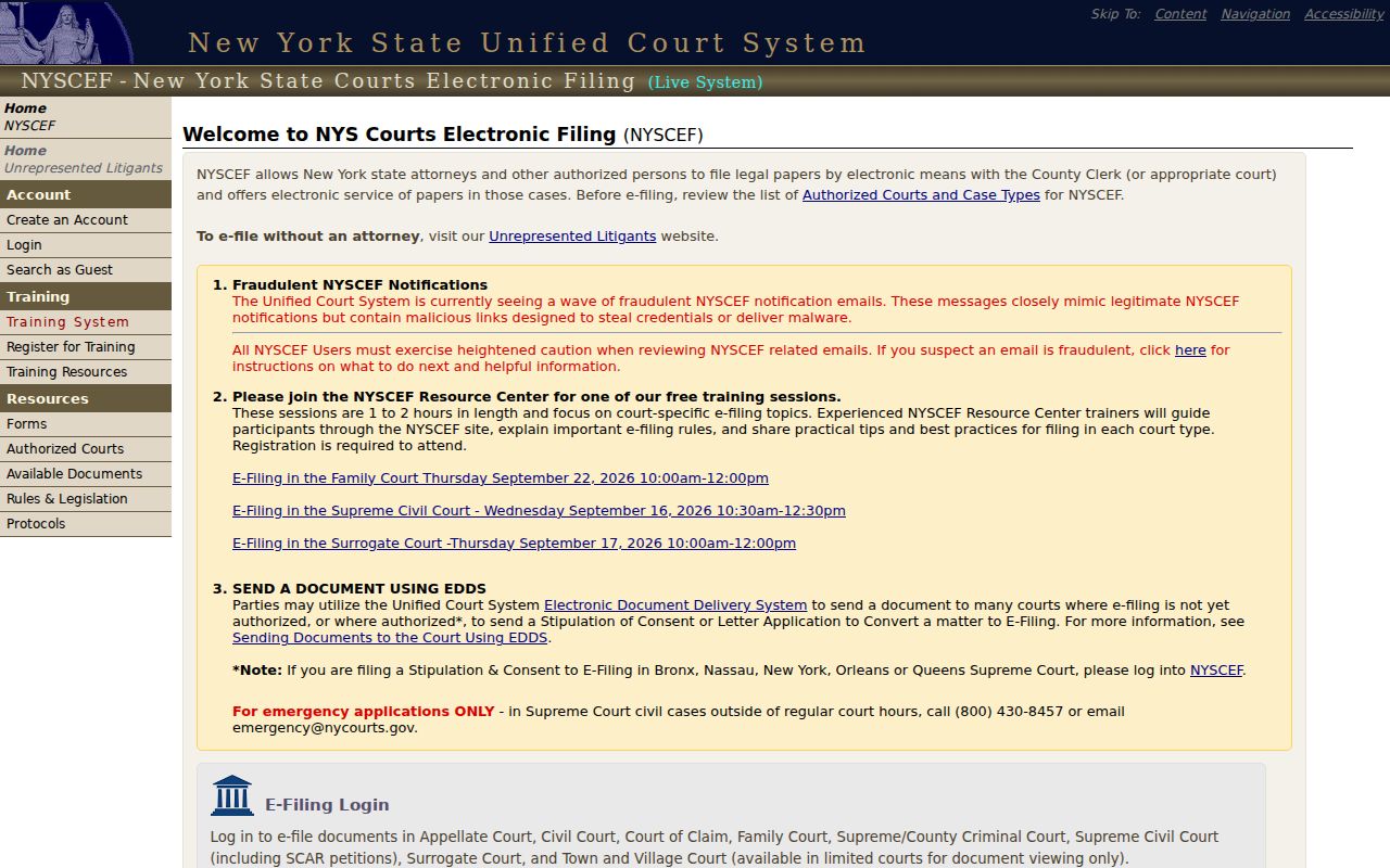 Valley Stream resident lookup using the NYSCEF guest search