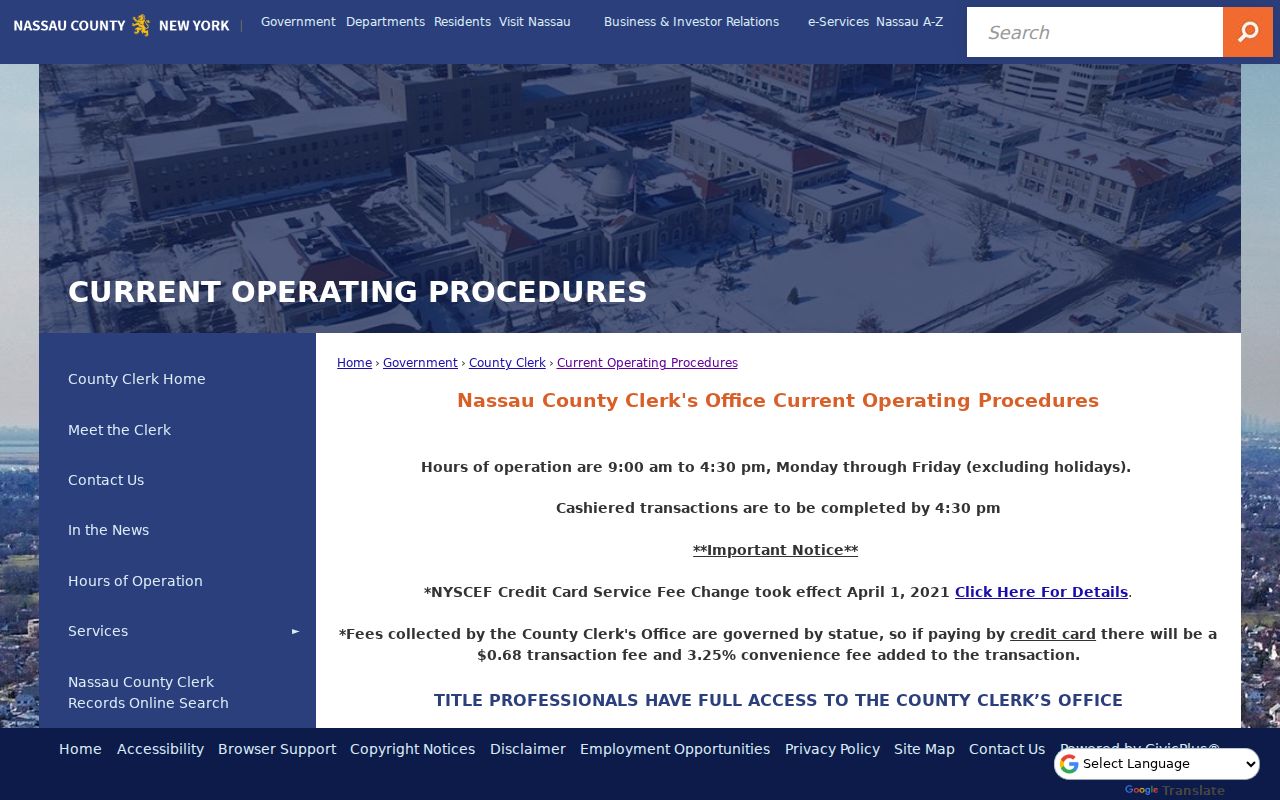 Valley Stream street directory Nassau County Clerk procedures for land records
