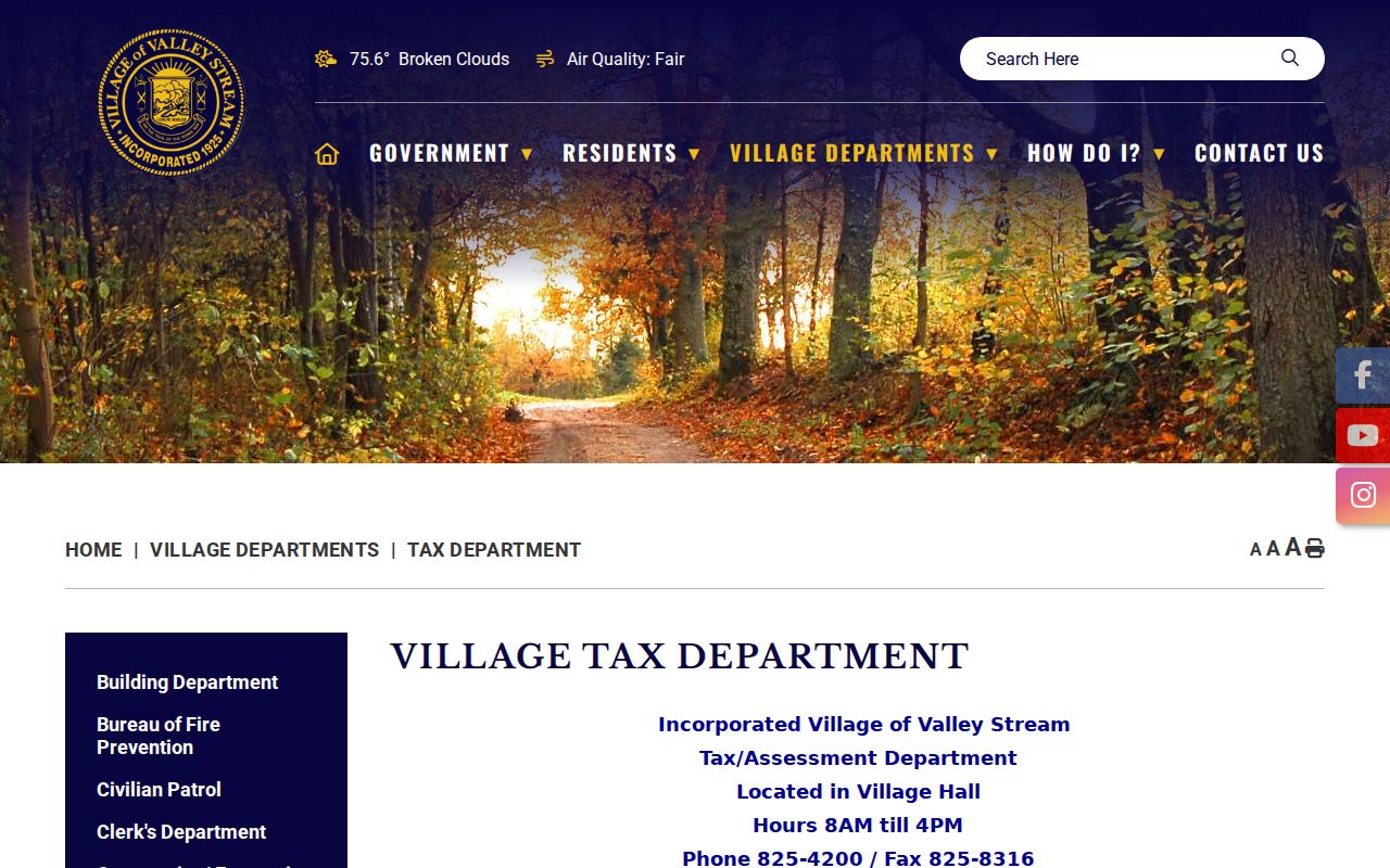Valley Stream street directory Village tax roll and assessment access
